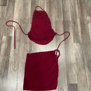 Bella Body maroon, two-piece skirt and top set size small